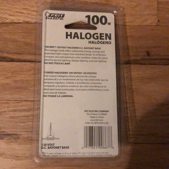 FEIT Electric 100 Watt Halogen Bulb 120V Fixtures D.C. Bayonet Base BPQ100/CL/DC - Picture 2 of 3